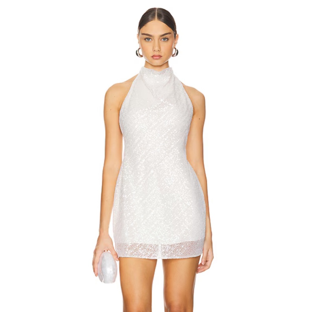 Shona Joy White Sequin Mini Dress